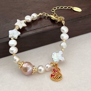 Handmade fresh water baroque pearl bracelet